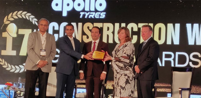 Himanshu Chaturvedi, chief strategy officer, Tata Projects, receiving the citations for ENR's 'top design firm' and 'top contracting firm'